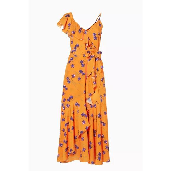 BORGO DE NOR Orange Isadora Ruffled Dress UK Size 12 US 8 - Picture 2 of 13